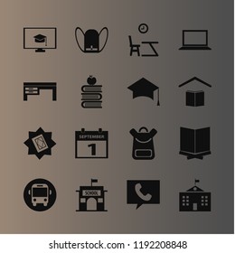 student icon. student vector icons set desk, first september calendar, phone and school bus