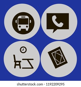 student icon. student vector icons set phone, school bus, lesson begining and holy quran