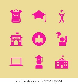 student icon. student vector icons set school book bag, school, graduaded student and happy man bulb