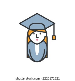 Student Icon Vector Image With Graduation Gown On A White Background