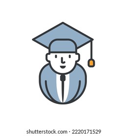 Student Icon Vector Image With Graduation Gown On A White Background