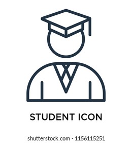 Student icon vector isolated on white background, Student transparent sign , thin pictogram or outline symbol design in linear style