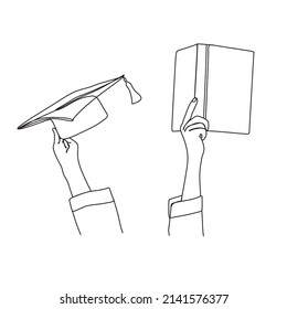 Student icon vector . Line drawing. square academic cap. 