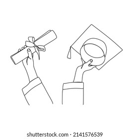 Student icon vector . Line drawing. square academic cap. 