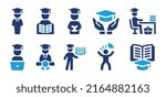 Student icon vector set. Graduation hat symbol collection