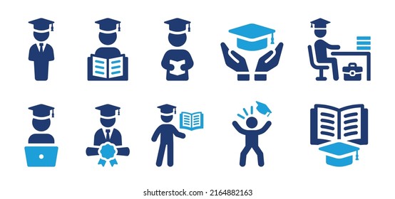 Student icon vector set. Graduation hat symbol collection