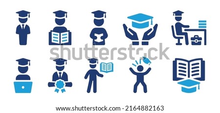 Student icon vector set. Graduation hat symbol collection