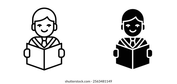 Student icons in outline and fill. vector illustration for ui.