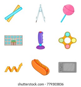student icons set. Cartoon set of 9 rest for student vector icons for web isolated on white background