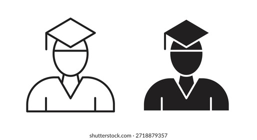 Ícones de estudante definidos isolados na ilustração de vetor plano de fundo branco.