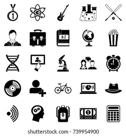 Student icons set. Simple set of 25 student vector icons for web isolated on white background