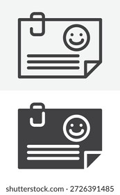 Conjunto de ícones de estilo diferente do cartão de identificação do estudante. Versões de linha, contorno e ícone sólido com traçado editável. Sinal e símbolo vetorial para identificação escolar. Ícone ID.