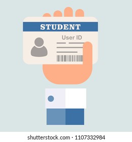 Student ID card. Flat design.
