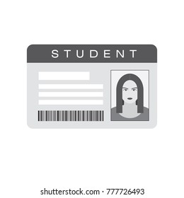 Student ID card with girl portrait. Vector illustration