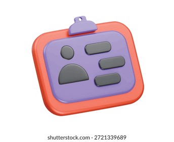 ícone do cartão de identificação do estudante renderização da ilustração 3d