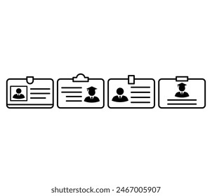 student ID card icons symbol vector design simple line black white illustration collections templates sets