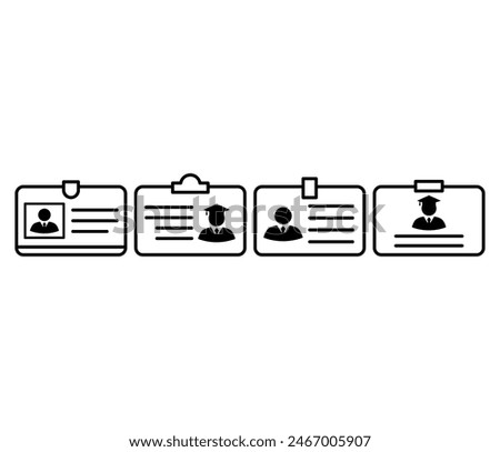 student ID card icons symbol vector design simple line black white illustration collections templates sets