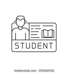 Icono lineal de la tarjeta de identificación del estudiante. Admisión a la universidad. Ilustración del vector de línea delgada del documento educativo. Trazo editable