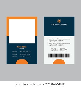 Diseño de Plantilla de tarjeta de identificación de estudiante perfecto para la Universidad, Escuela, Colegio, Centro de Capacitación, Curso, personal o eventos. Este diseño presenta un diseño profesional con campos personalizables.

