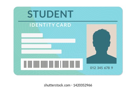 Student ID card. University, school, college identity card. Vector illustration.