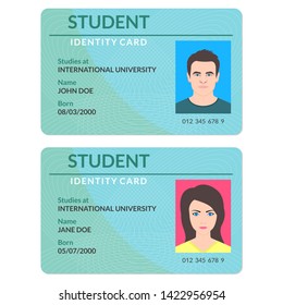 Student Id Card. University, School, College Identity Card With Photo. Vector Illustration.