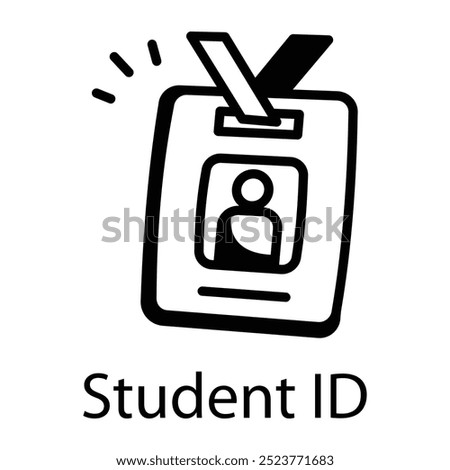 Student id icon in doodle style 