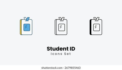 Student ID Icons thin line and glyph vector icon stock illustration