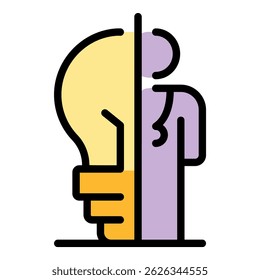 Student idea bulb icon. Outline student idea bulb vector icon color flat isolated