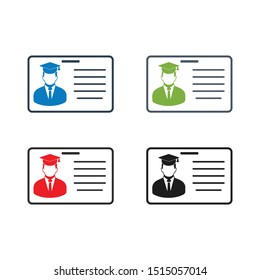 Student Identity Card Icon Set. Flat style vector.