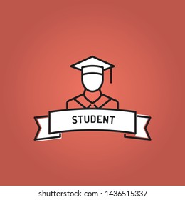 STUDENT AND ILLUSTRATION ICON CONCEPT