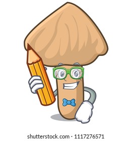 Student inocybe mushroom character cartoon