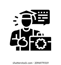 Studentenjob glyph Symbol Vektorgrafik. Studentenjob-Schild. isoliertes Kontursymbol