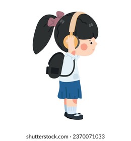 Student kid hold Big magnet cartoon