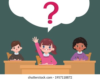 Student kids learning and ask in the classroom