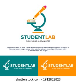 Student laboratory vector logo template. This design use pencil and microscope symbol. Suitable for education