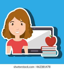 student laptop book board vector illustration eps 10