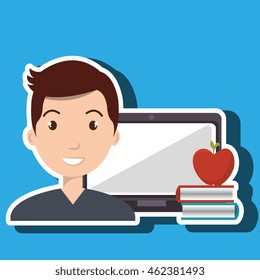 student laptop book board vector illustration eps 10