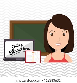 student laptop book board vector illustration eps 10
