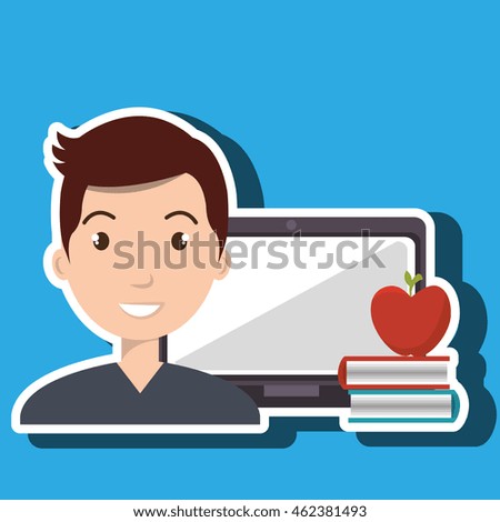 student laptop book board vector illustration eps 10