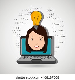 student laptop idea school vector illustration graphic