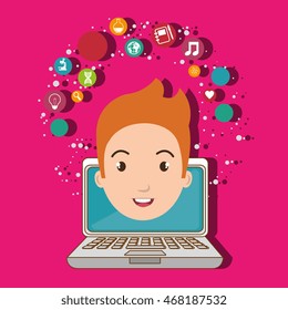 student laptop idea school vector illustration graphic