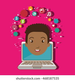 student laptop idea school vector illustration graphic