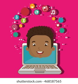 student laptop idea school vector illustration graphic