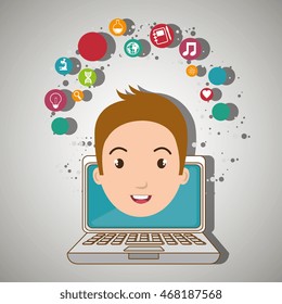 student laptop idea school vector illustration graphic