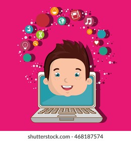 student laptop idea school vector illustration graphic