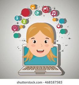 student laptop idea school vector illustration graphic