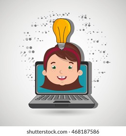 student laptop idea school vector illustration graphic