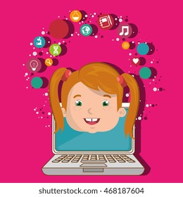 student laptop idea school vector illustration graphic