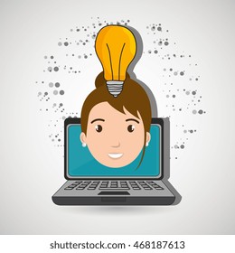 student laptop idea school vector illustration graphic