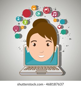 student laptop idea school vector illustration graphic